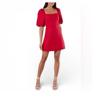 Rachel Parcell Deep Red Puff Sleeve Dress
